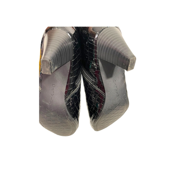 Size 9.5 Rialto Shoes "STARBRIGHT" Women's Boot, BLACK CROCO PATENT Leather - Picture 7 of 8